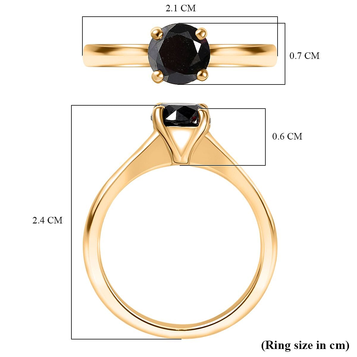 D'Joy Black Diamond Ring in 18K Vermeil Yellow Gold Plated Sterling Silver 1.02 Ct. V32755761 6