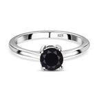 Black Diamond Solitaire Ring in Platinum Overlay Sterling Silver 1.00 Ct.