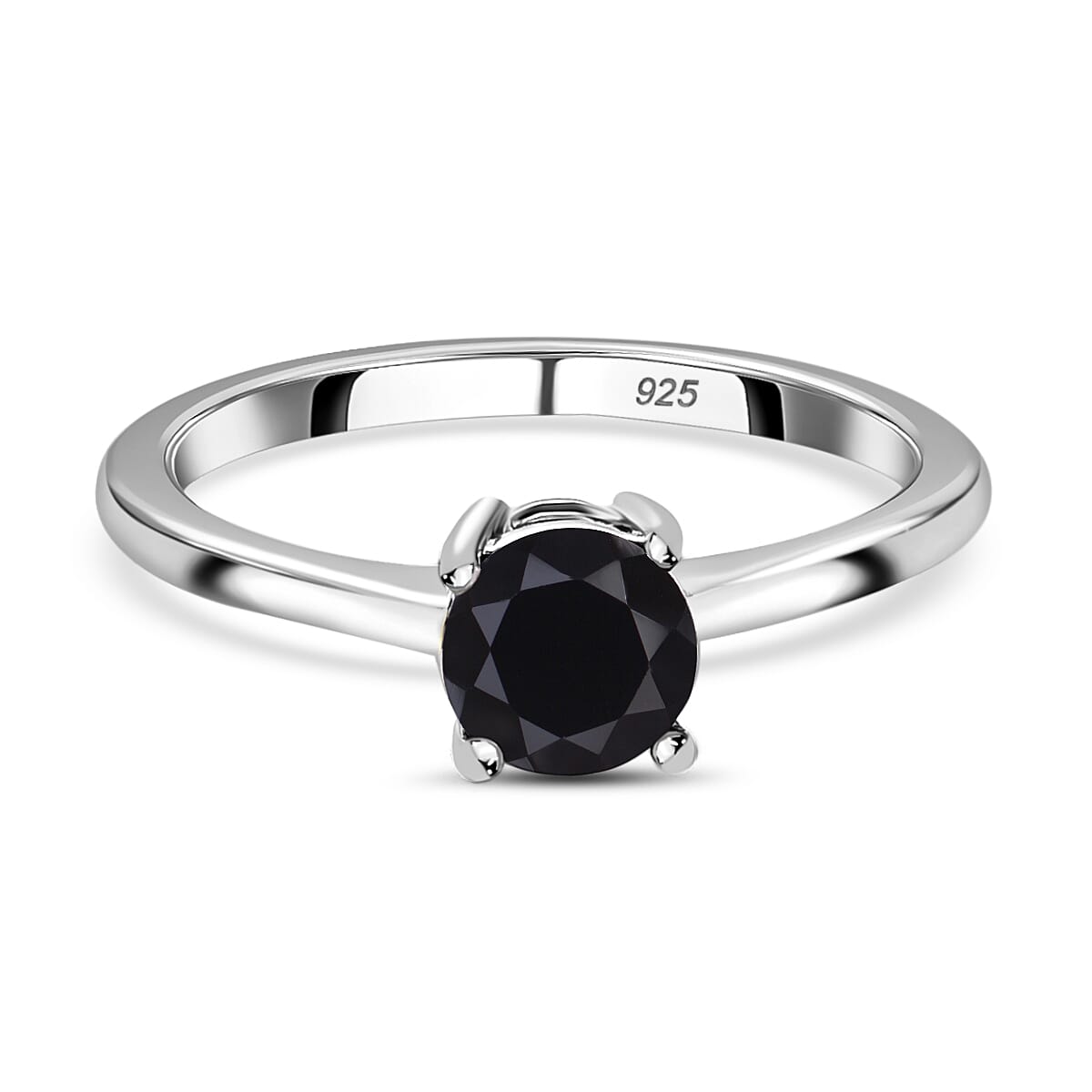 Close Out- Natural Black Diamond Solitaire Ring in Platinum Overlay Sterling Silver, 1.00 Ct. 7652341 0