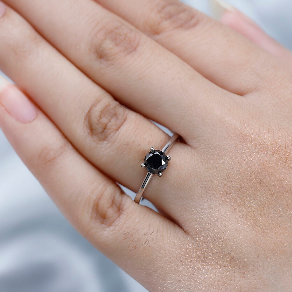 Close Out- Natural Black Diamond Solitaire Ring in Platinum Overlay Sterling Silver, 1.00 Ct. 7652341 2