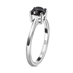 Black Diamond Solitaire Ring in Platinum Overlay Sterling Silver 1.00 Ct.