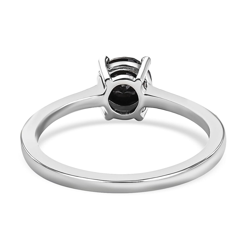 Black Diamond Solitaire Ring in Platinum Overlay Sterling Silver 1.00 Ct.