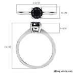 Black Diamond Solitaire Ring in Platinum Overlay Sterling Silver 1.00 Ct.