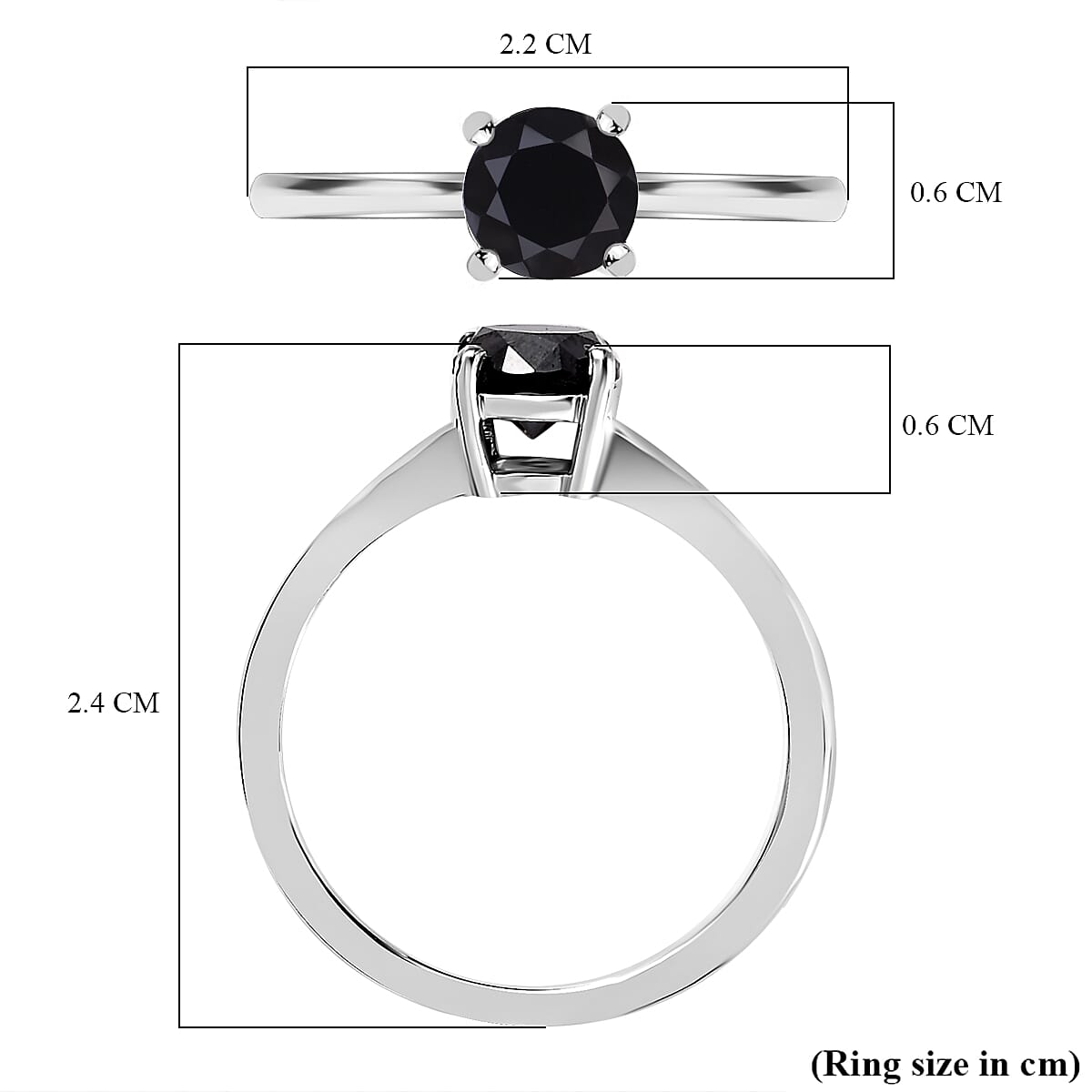 Close Out- Natural Black Diamond Solitaire Ring in Platinum Overlay Sterling Silver, 1.00 Ct. 7652341 5