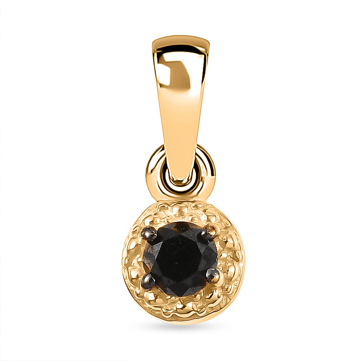 Black Diamond Solitaire Pendant in Yellow Gold Plated Sterling Silver 8419981 0
