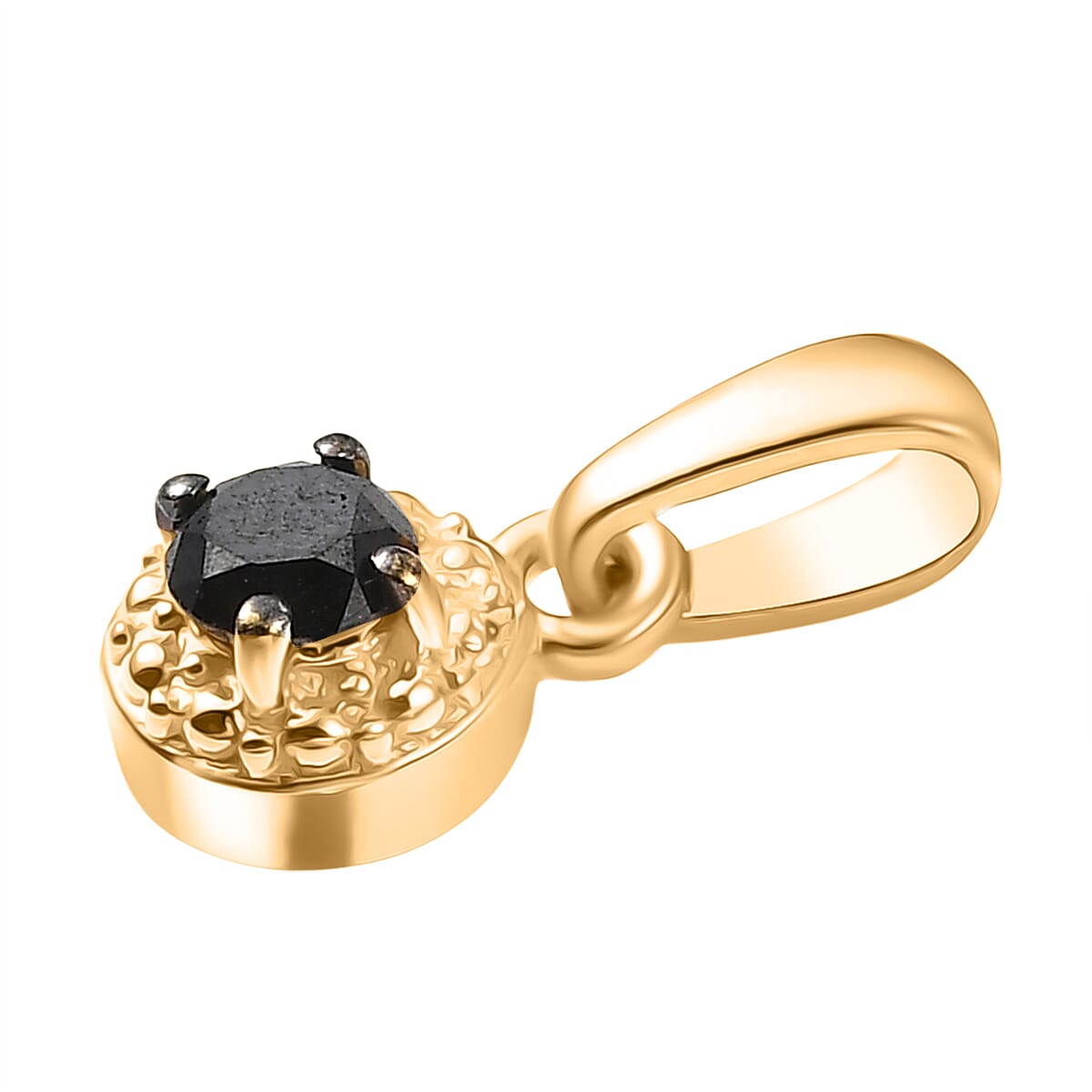 Black Diamond Solitaire Pendant in Yellow Gold Plated Sterling Silver 8419981 4