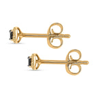 Black Diamond Solitaire Stud Push Post Earring in 14K Yellow Gold Plated Sterling Silver
