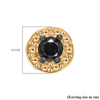 Black Diamond Solitaire Stud Push Post Earring in 14K Yellow Gold Plated Sterling Silver
