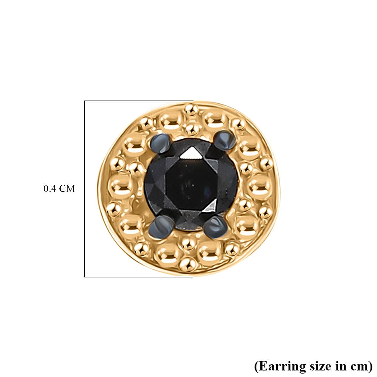 Black Diamond Solitaire Stud Push Post Earring in 14K Yellow Gold Plated Sterling Silver V32699604 5
