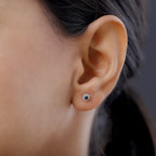 Black Diamond Stud Earrings (with Push Back) in Sterling Silver