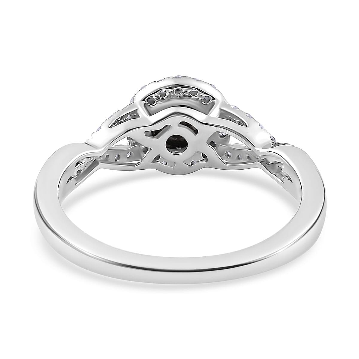 New York Close Out - Natural Black Diamond and White Diamond Ring in Platinum Overlay Sterling Silver 1.00 Ct. 7703208 4