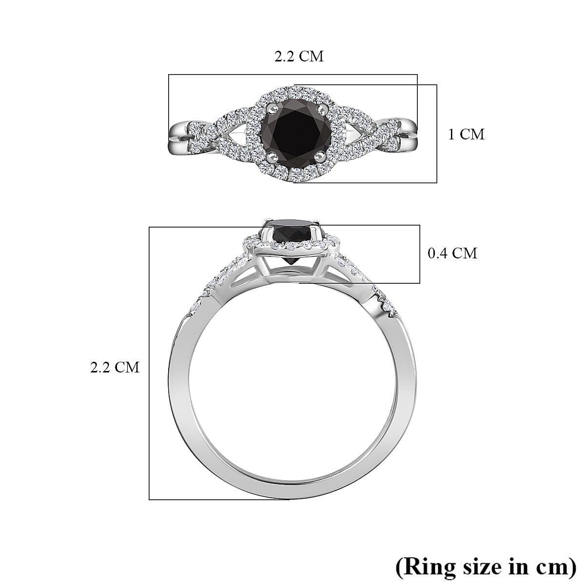 New York Close Out - Natural Black Diamond and White Diamond Ring in Platinum Overlay Sterling Silver 1.00 Ct. 7703208 5
