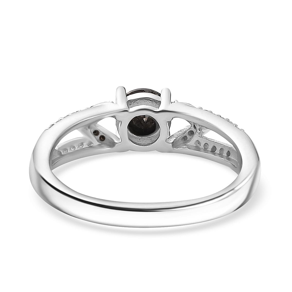 Extreme Rare Find - Natural Black Diamond and White Diamond Ring in Rhodium Overlay Sterling Silver 7889679 5