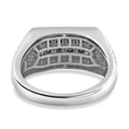 One Time Deal- Natural Black and White Diamond Mens Ring in Platinum Overlay Sterling Silver 1.00 Cts