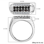 One Time Deal- Natural Black and White Diamond Mens Ring in Platinum Overlay Sterling Silver 1.00 Cts