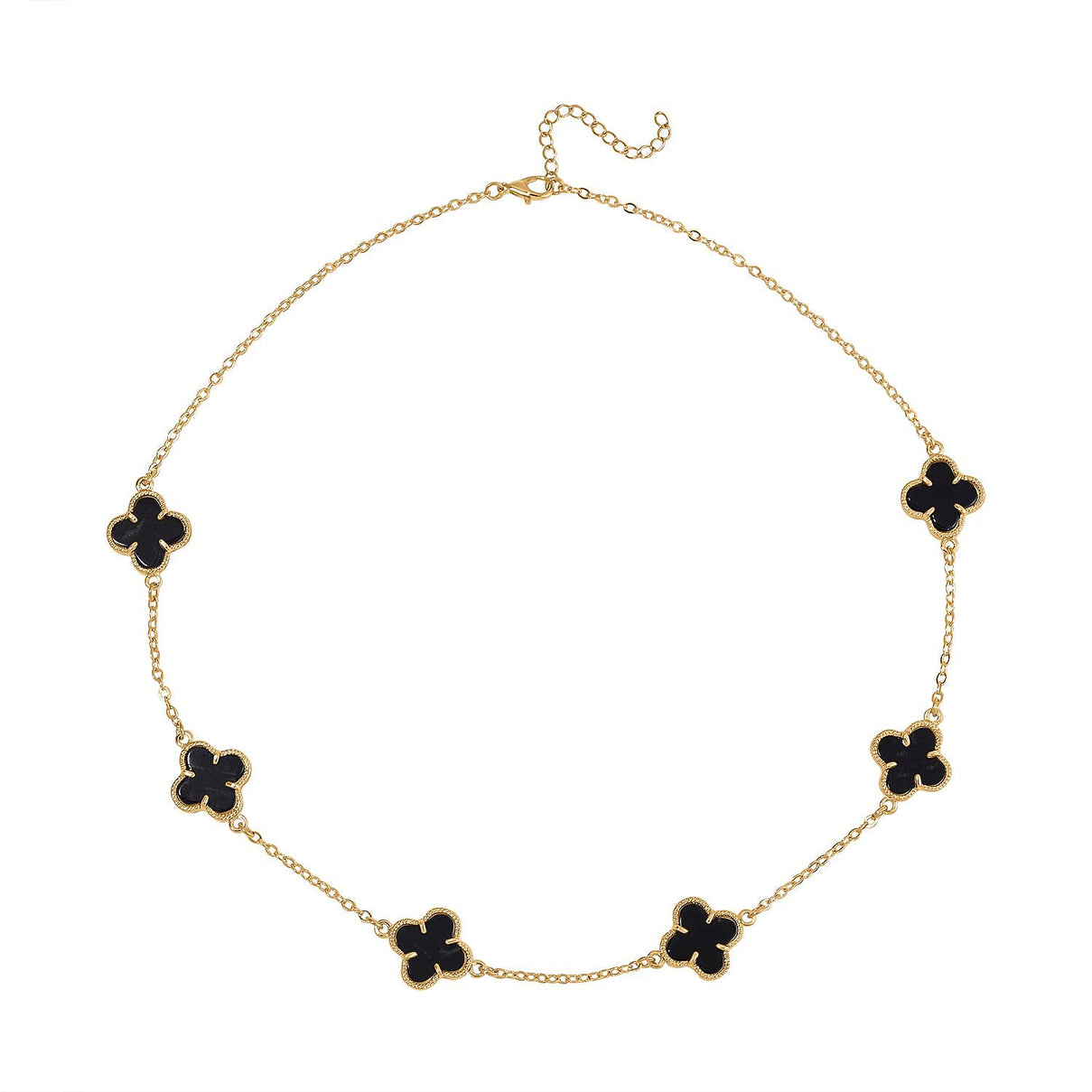 Designer Inspired - Black Dyed Agate Plum Blossom Necklace (Size - 20-2 EXT) 12.00 Ct. 8279008 4