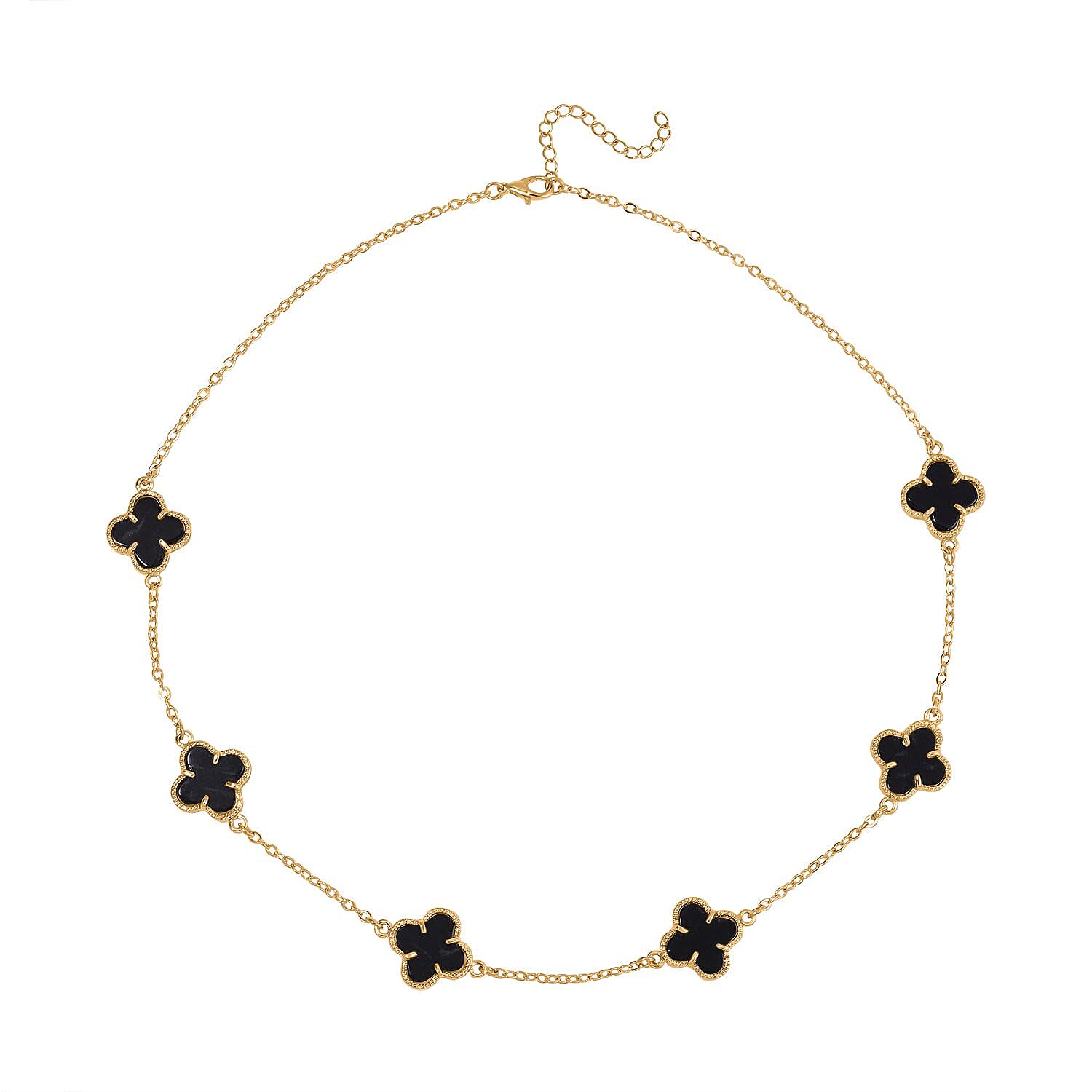 Designer Inspired - Black Dyed Agate Plum Blossom Necklace (Size - 20-2 EXT) 12.00 Ct. 8279008 4
