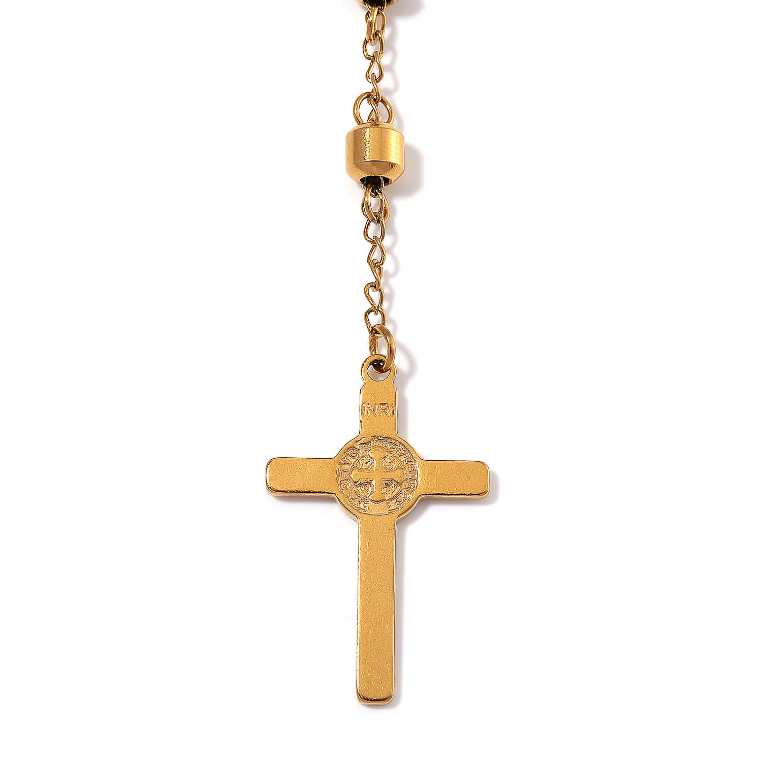 Close Out Deal- Black Enamel Rosary Necklace (Size - 26) in Yellow Tone 7853873 3