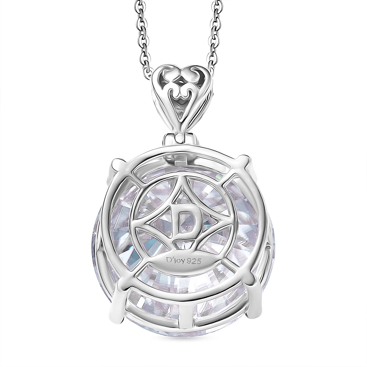Moissanite Pendant with Chain (Size 20) in Rhodium Overlay Sterling Silver 30 Ct, Silver Wt. 6.44 Gms. 4439117 5