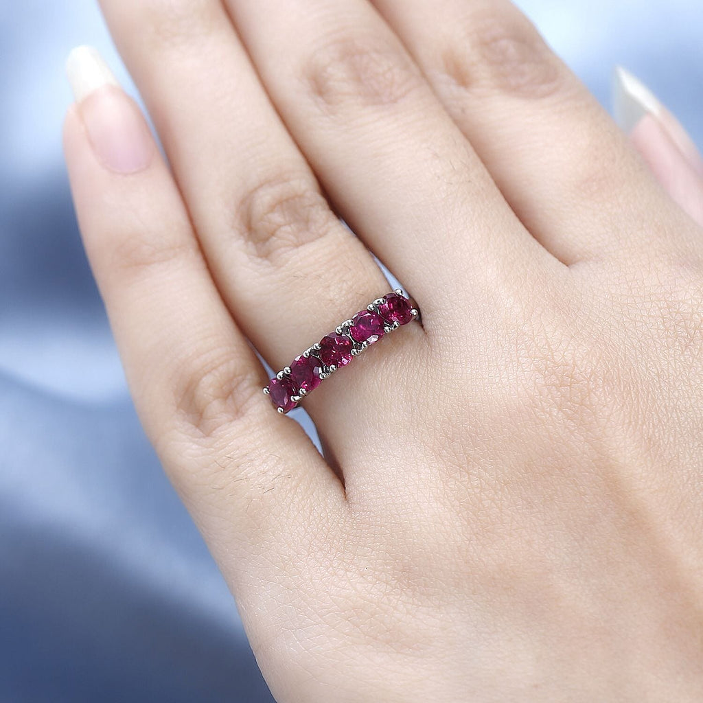 RHAPSODY 950 Platinum AAAA Rubellite 5 Stone Ring 1.25 Ct Plt Wt 4.18 Gms