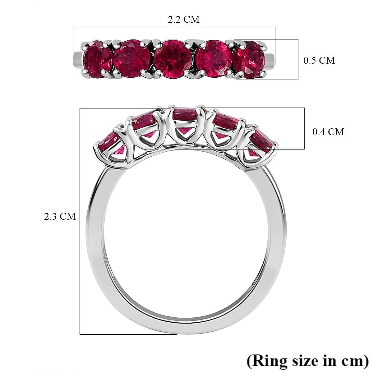 RHAPSODY 950 Platinum AAAA Rubellite 5 Stone Ring 1.25 Ct 7670188 6