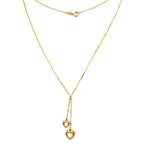 Italian Made - 9K Yellow Gold Double Heart Necklace (Size 20) with Spring Ring Clasp