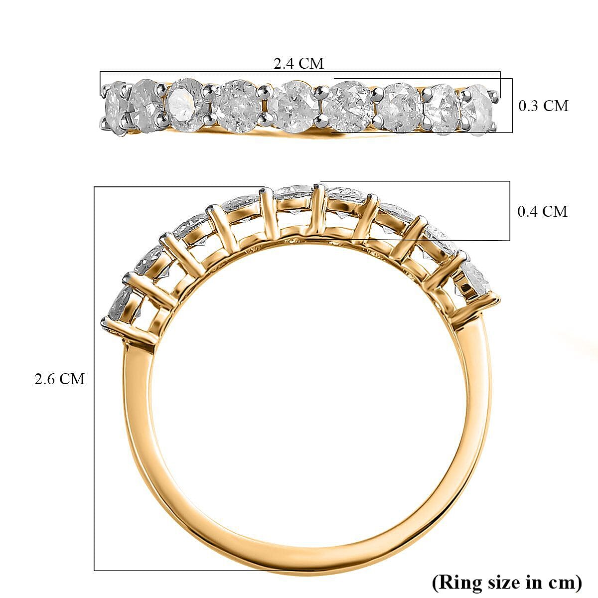 New York Close Out - 9K Yellow Gold Diamond (I3-G-H) Half Eternity Ring 1.00 Ct. 7234255 10