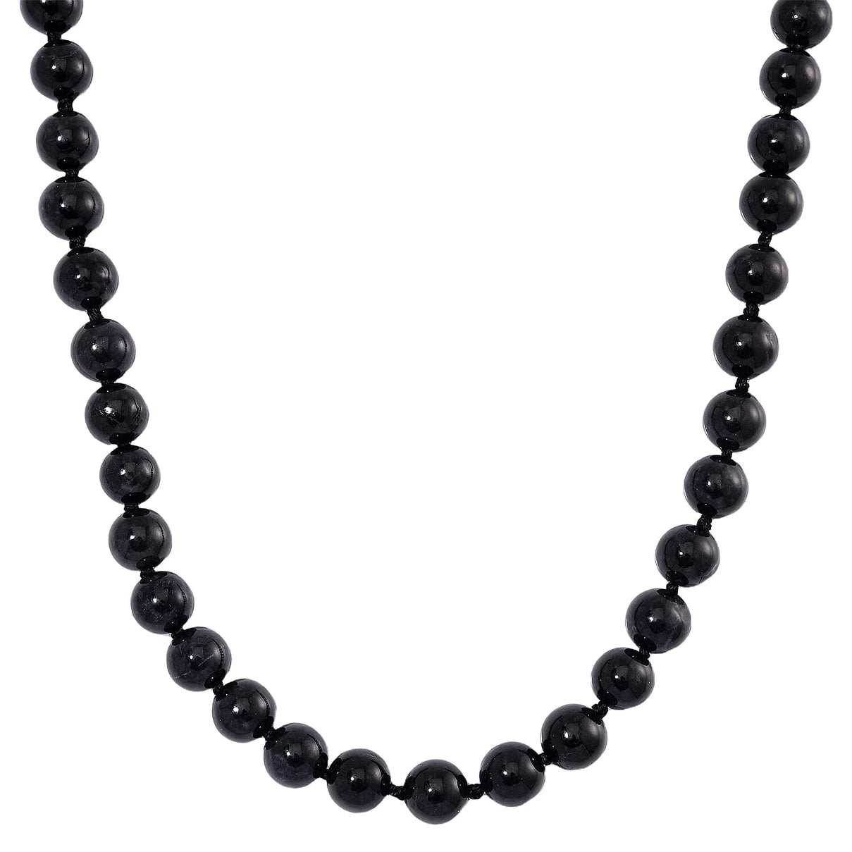 RARE OPPORTUNITY - Black Jadeite Jade Necklace (Size - 20) with Magnetic Clasp in Rhodium Overlay Sterling Silver 670.00 Ct. 8084440 0