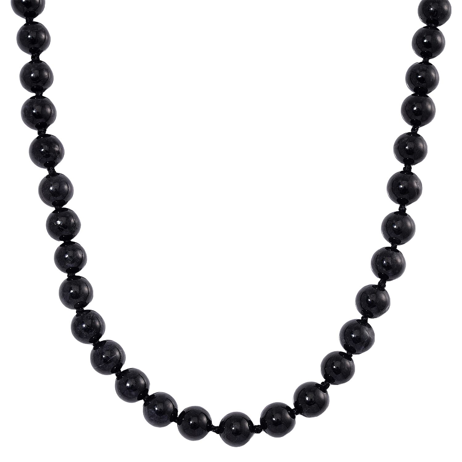 RARE OPPORTUNITY - Black Jadeite Jade Necklace (Size - 20) with Magnetic Clasp in Rhodium Overlay Sterling Silver 670.00 Ct. 8084440 0