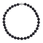 RARE OPPORTUNITY - Black Jadeite Jade Necklace (Size - 20) with Magnetic Clasp in Rhodium Overlay Sterling Silver 670.00 Ct.