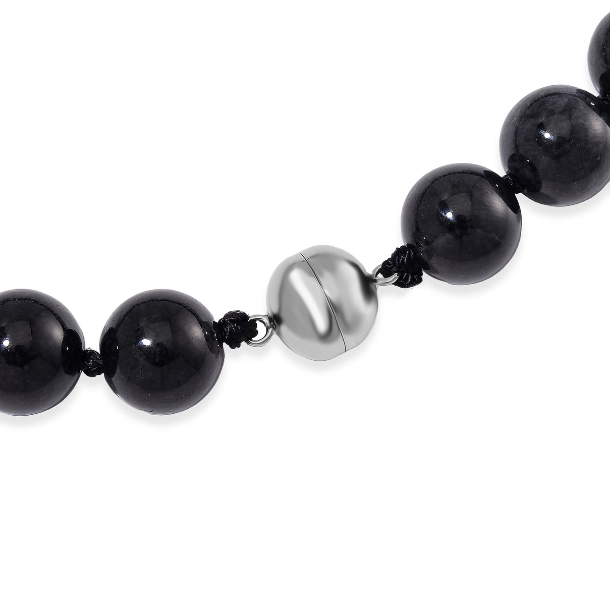 RARE OPPORTUNITY - Black Jadeite Jade Necklace (Size - 20) with Magnetic Clasp in Rhodium Overlay Sterling Silver 670.00 Ct. 8084440 5