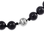 RARE OPPORTUNITY - Black Jadeite Jade Necklace (Size - 20) with Magnetic Clasp in Rhodium Overlay Sterling Silver 670.00 Ct.