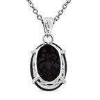 Boots Black Jadeite Pendant with Chain (Size 20) in Rhodium Overlay Sterling Silver 7.80 Ct.