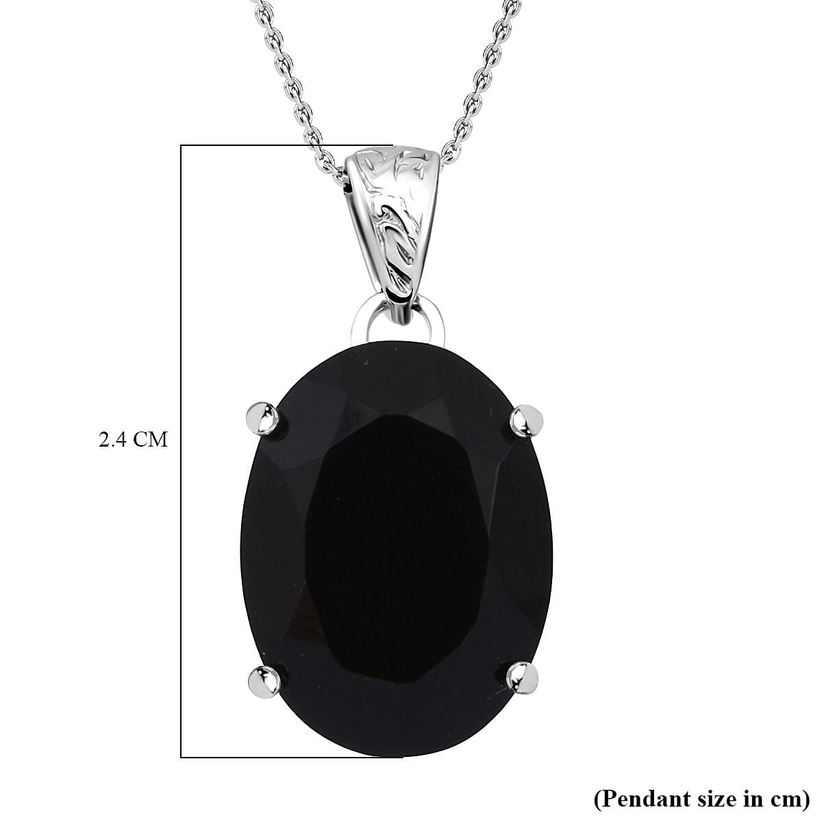 Black Jade Pendant with Chain (Size 20) in Rhodium Overlay Sterling Silver 7.80 Ct. V32638110 6