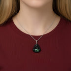 Natural Boots Black Jade Buddha Pendant with Chain (Size 20) in Rhodium Overlay Sterling Silver.