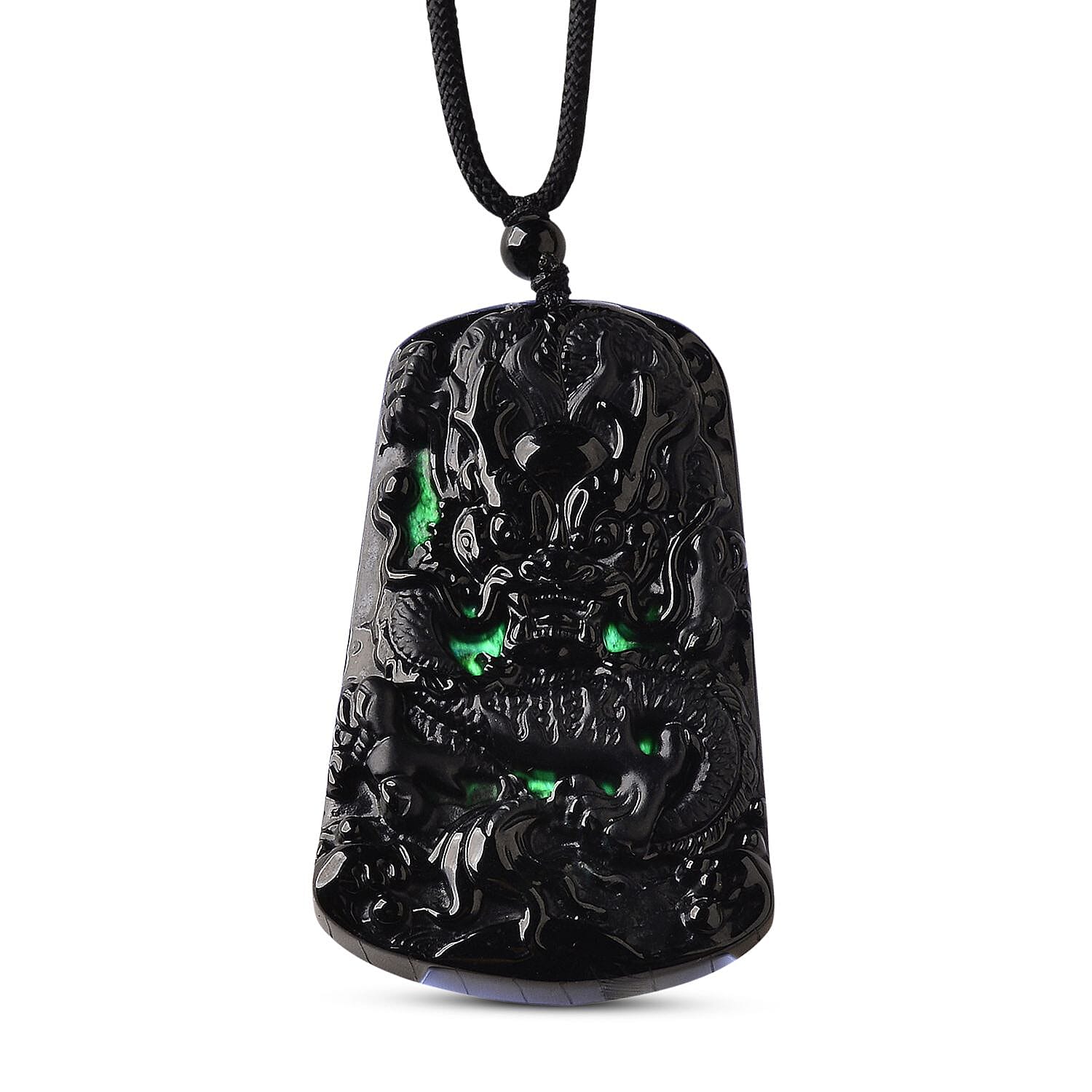 Natural Black Boot Jade Dragon Necklace (Size - 28 Adjustable) 120.00 Ct. 8354682 0