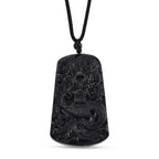 Natural Boots Black Jadeite Dragon Necklace with Black Cotton Thread (Size 28 Adjustable) 125.00 Ct.