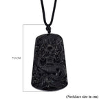 Natural Boots Black Jadeite Dragon Necklace with Black Cotton Thread (Size 28 Adjustable) 125.00 Ct.