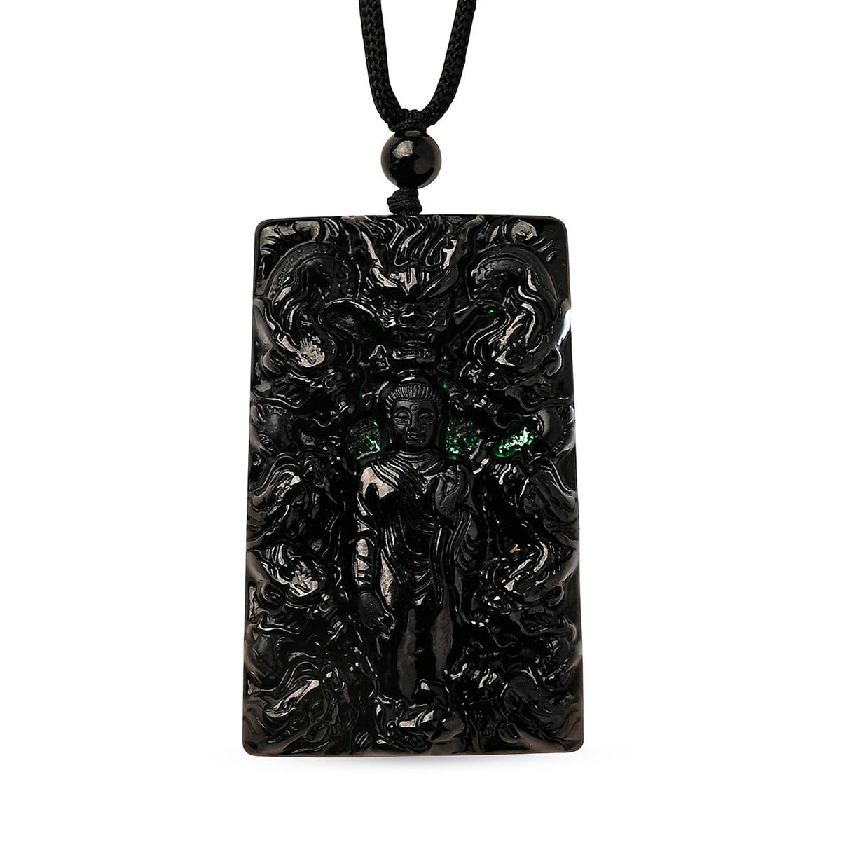 Natural Boots Black Nephrite Jade Buddha Necklace 125.00 Ct. 8354687 0