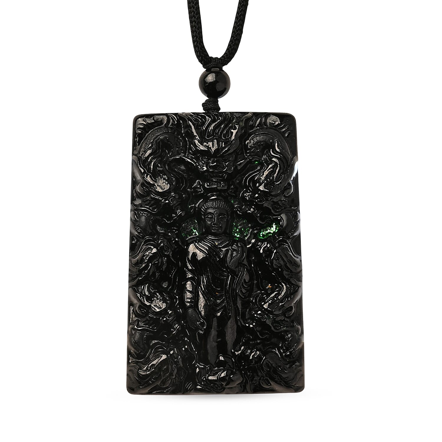 Natural Boots Black Nephrite Jade Buddha Necklace 125.00 Ct. 8354687 0