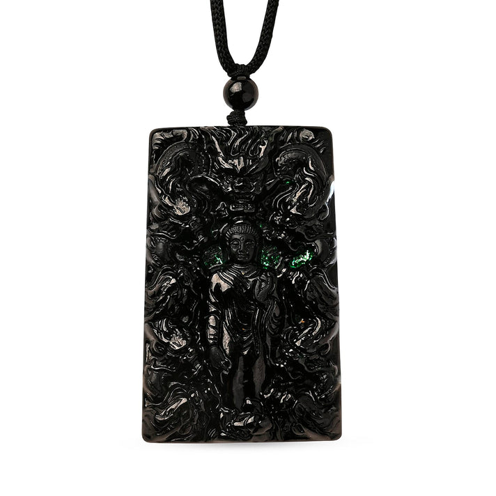 Natural Boots Black Nephrite Jade Buddha Necklace 125.00 Ct. 8354687 1