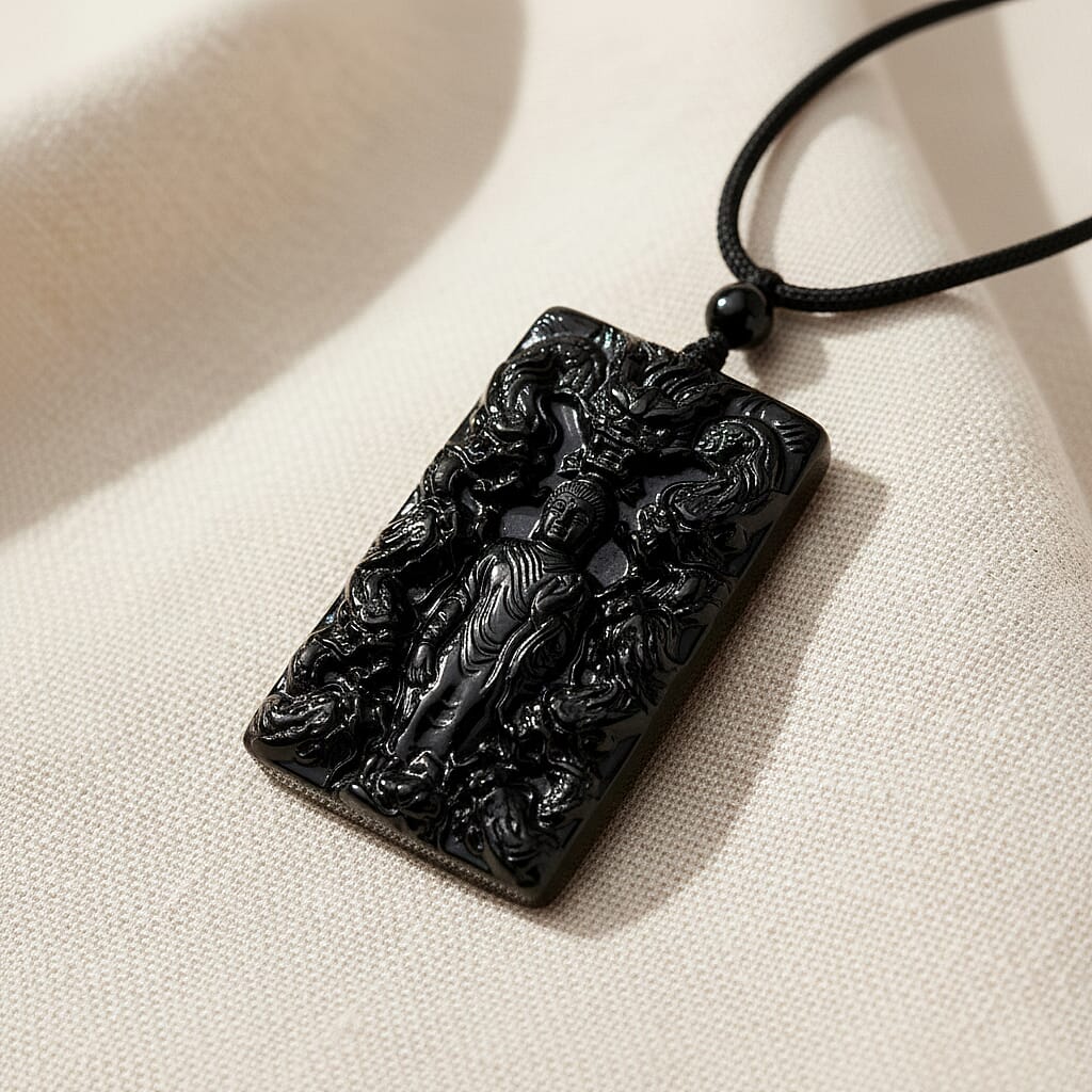 Natural Boots Black Nephrite Jade Buddha Necklace 125.00 Ct. 8354687 2