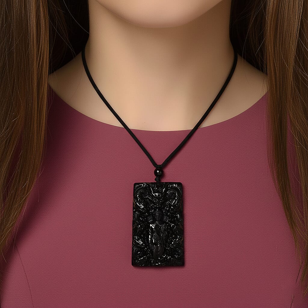 Natural Boots Black Nephrite Jade Buddha Necklace 125.00 Ct. 8354687 3