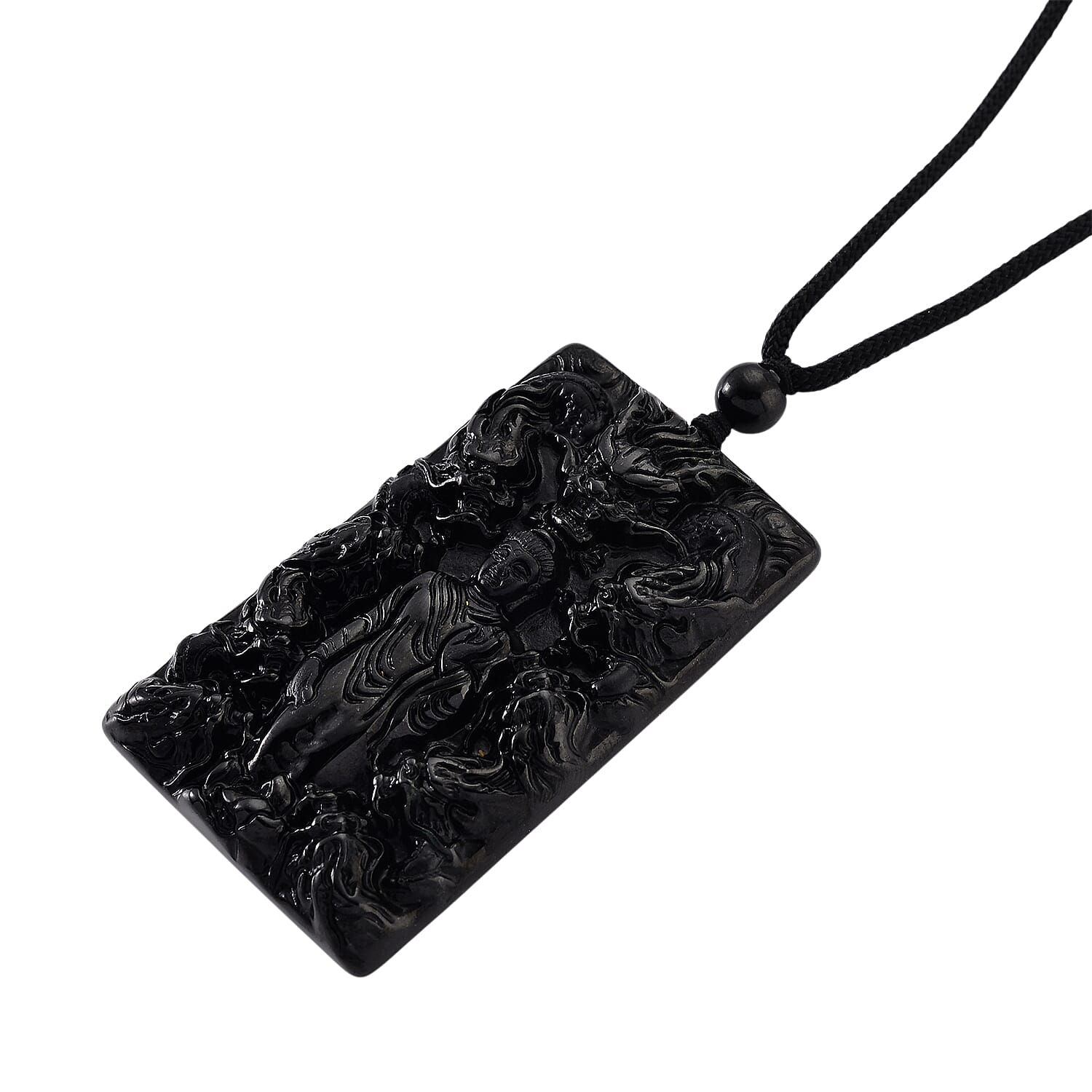 Natural Boots Black Nephrite Jade Buddha Necklace 125.00 Ct. 8354687 4