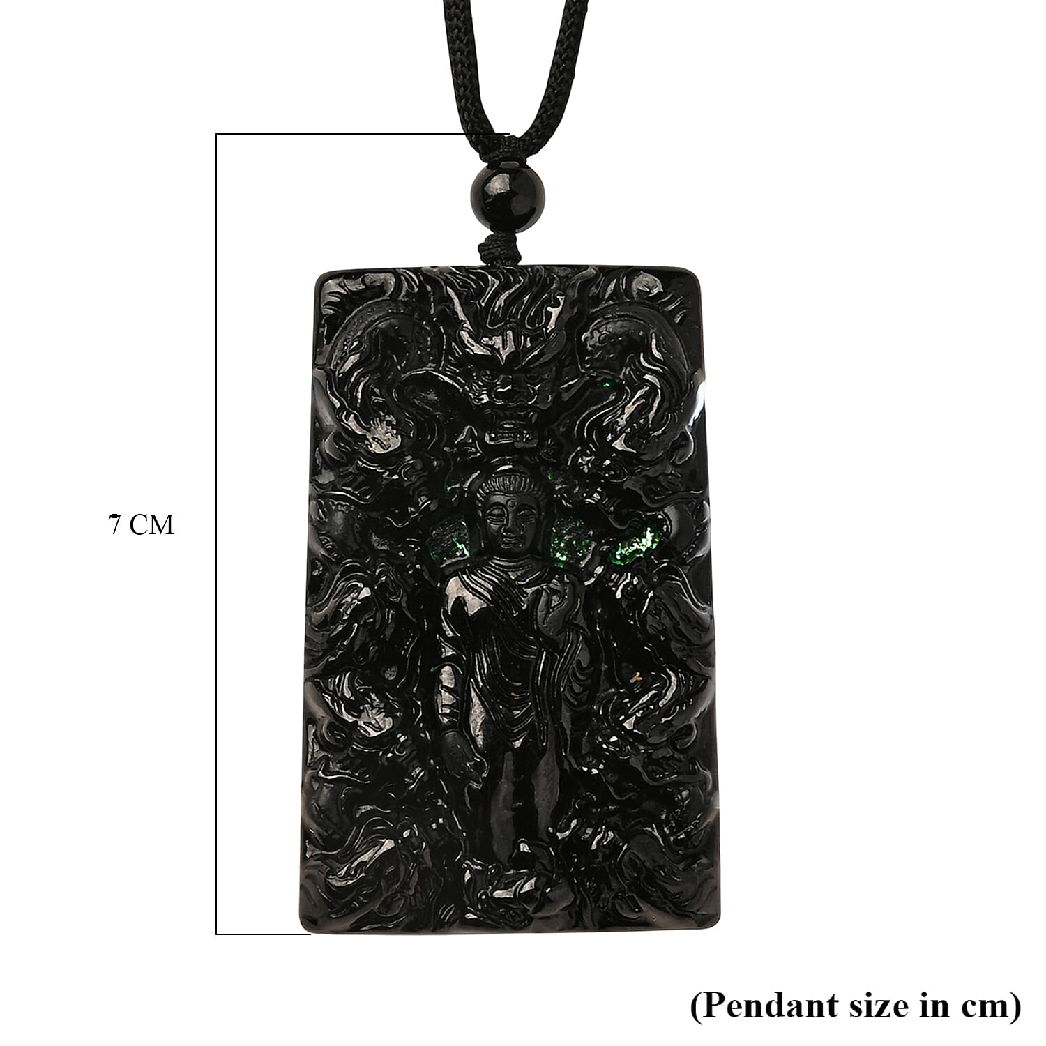 Natural Boots Black Nephrite Jade Buddha Necklace 125.00 Ct. 8354687 7