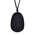Black Jade Buddha Pendant with Black Cord Necklace (Size - 28 Adjustable) 79.00 Ct.