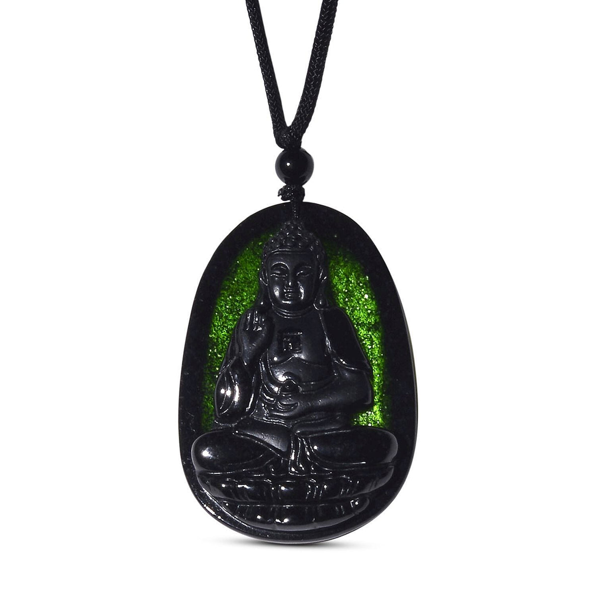 Black Jade Buddha Pendant with Black Cord Necklace (Size - 28 Adjustable) 79.00 Ct. 8271402 6