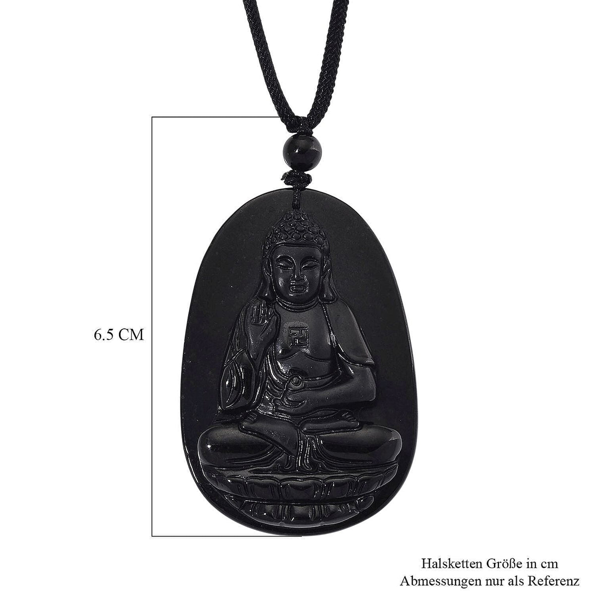 Black Jade Buddha Pendant with Black Cord Necklace (Size - 28 Adjustable) 79.00 Ct. 8271402 7