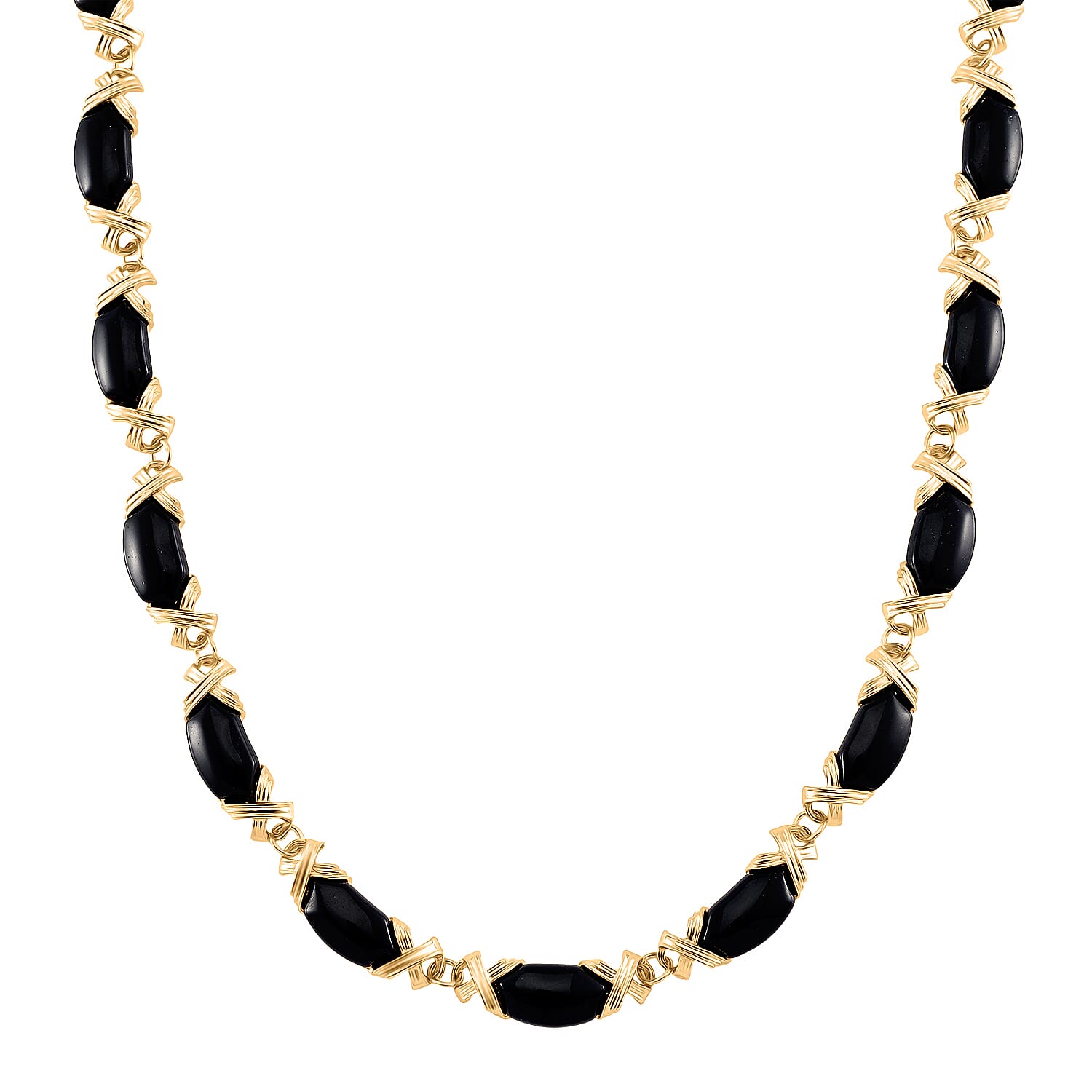 Black Obsidian XO Necklace (Size 18-2 Ext.) 250.00 Ct. 8046879 0
