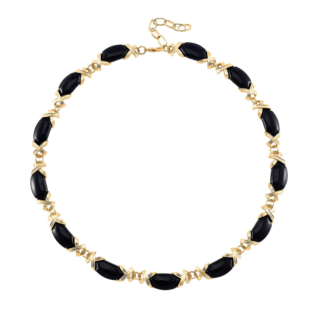 Black Obsidian XO Necklace (Size 18-2 Ext.) 250.00 Ct.